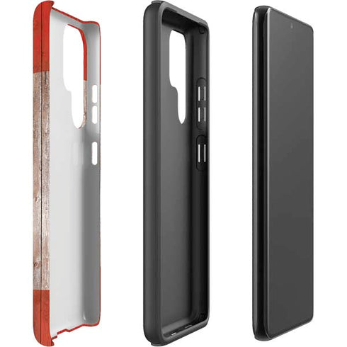 Canadian Flag Dark Wood Galaxy S22 Ultra Pro Case